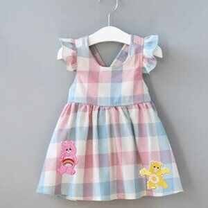 Care Bears girl outfit Spring Birthday Clothes plaid pink gingham blue dress